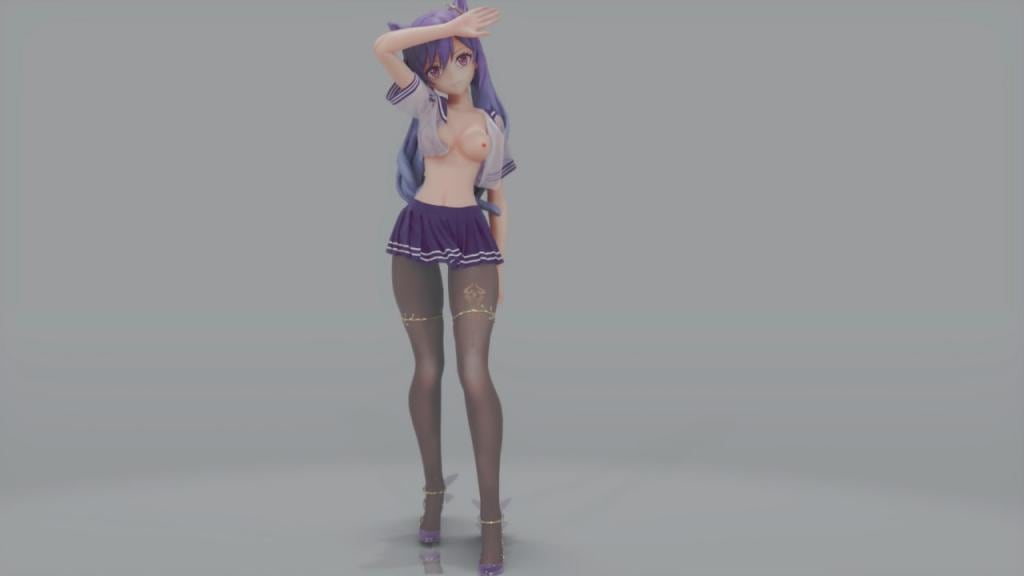 [MMD-bl03] 刻晴JK制服爆操！布料撕裂巨乳狂颤内射骚穴